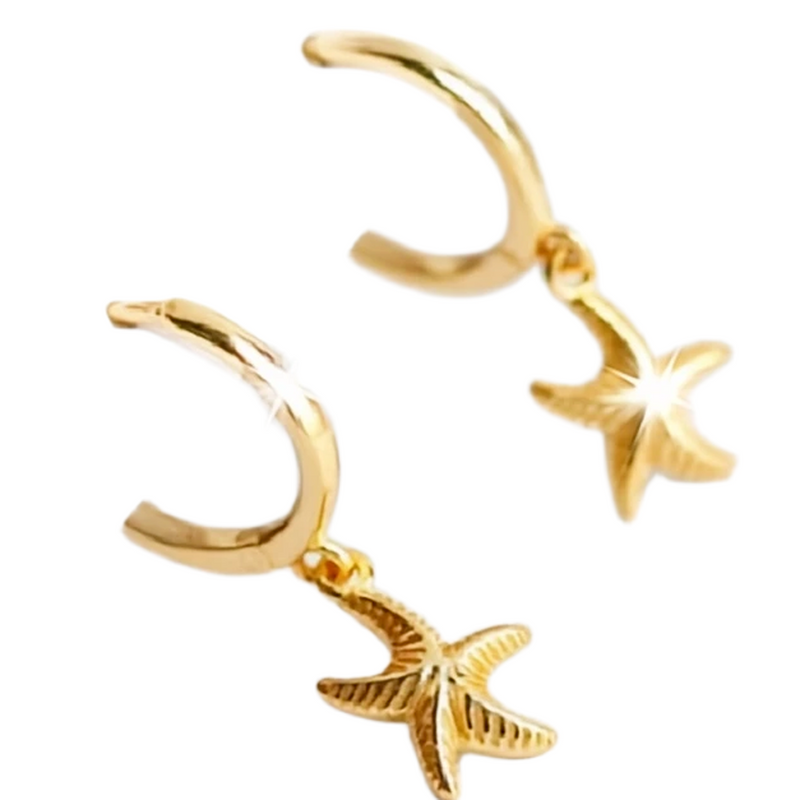 Gold Plated Silver Starfish Stud Earrings for Women