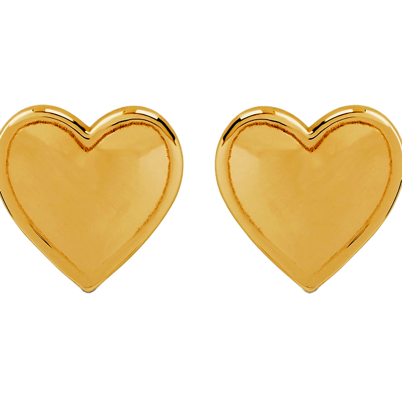 Gold Plated Silver Heart Stud Earrings for Women