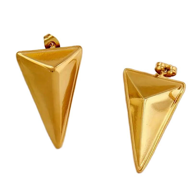 Gold Plated Silver Triangle Stud Earrings for Women