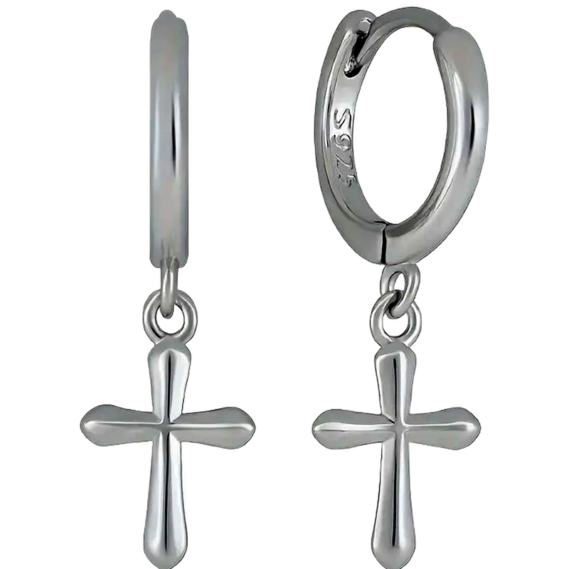 Sterling Silver Cross Stud Earrings for Women
