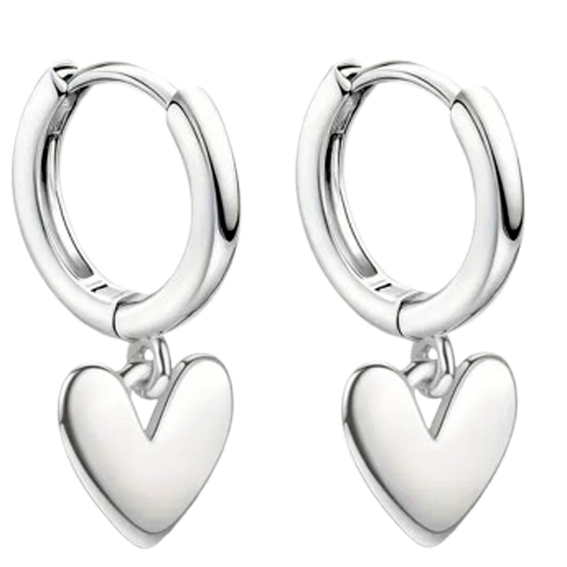 Sterling Silver Heart Stud Earrings for Women