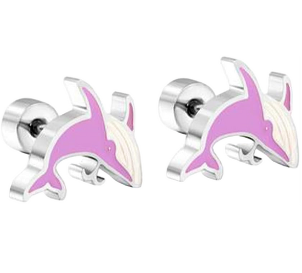 Sterling Silver Fish Stud Earrings for Women