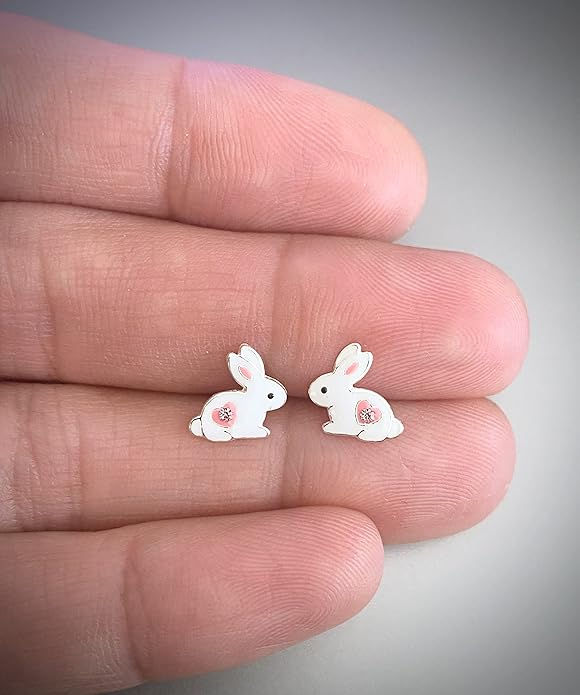 Sterling Silver Bunny Stud Earrings for Women