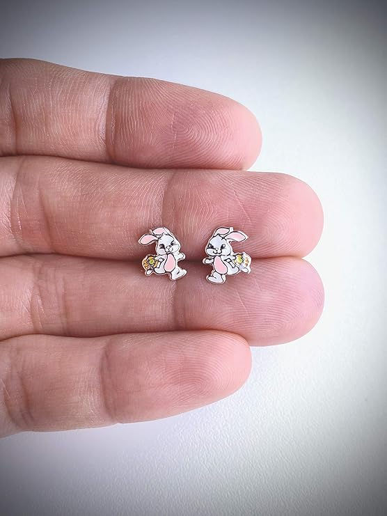 Sterling Silver Bunny Stud Earrings for Women
