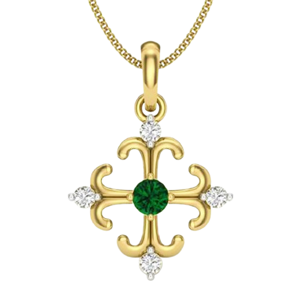 Green Garnet & Moissanite Gold Plated Silver Cluttered Sparkle Pendant