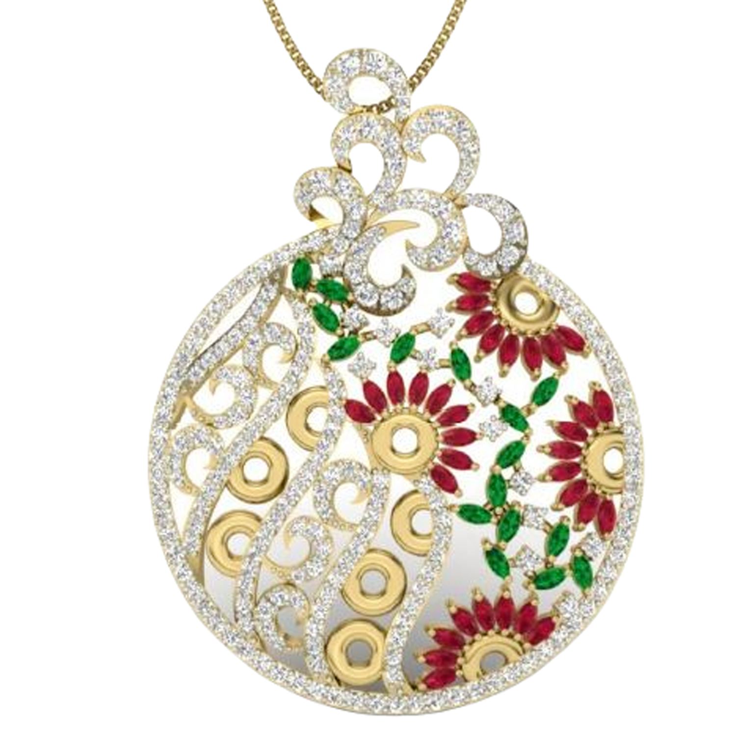 Multi Gemstone Gold Plated Silver Vanity and Pride Pendant