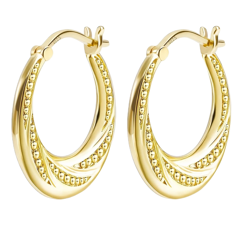 Gold Plated Silver Round Stud Earrings for Women