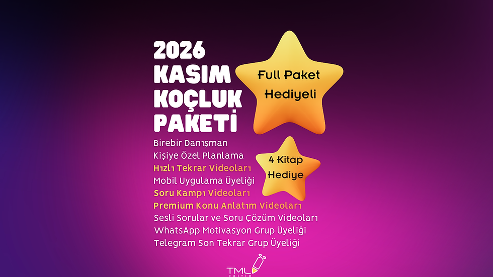 Küçük resim: "Diş Hekimliği Uzmanlık Sınavı (DUS) hazırlığına yönelik TML Eğitim 2026 Kasım DUS Koçluk Paketi. 25 Mayıs başlangıçlı, birebir takip sistemi ve kişiye özel çalışma programı sunan bu paket, tüm eğitim materyallerini içeren 'Full Paket' hediyesi ile birlikte sunulan kapsamlı bir DUS koçluk programıdır."