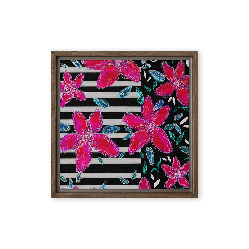 Thumbnail: Maximalist Pink Floral Framed Canvas