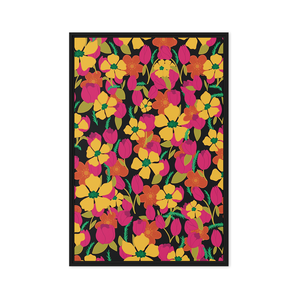 Thumbnail: Colorful Floral Pattern Framed Canvas Art