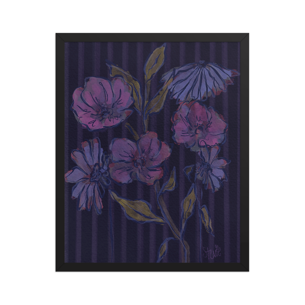 Thumbnail: Midnight Floral Framed Art Print