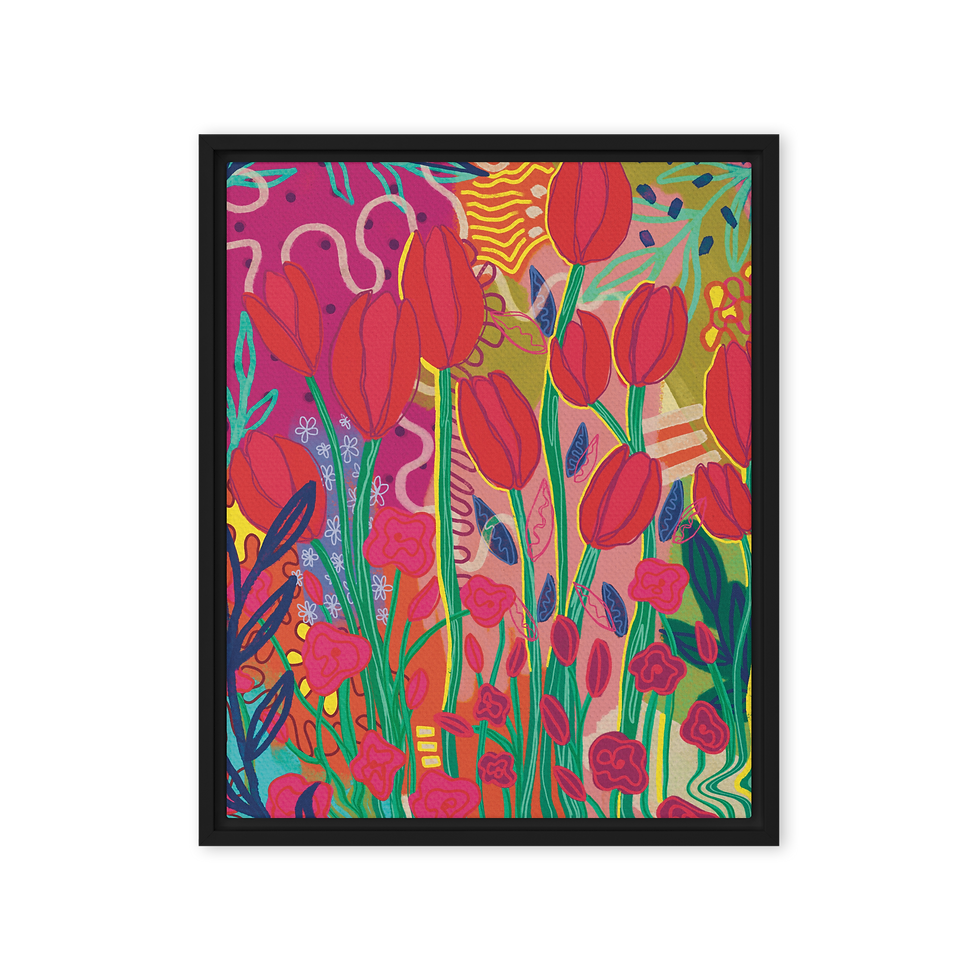 Thumbnail: Vibrant Tulip Garden Framed Canvas Art