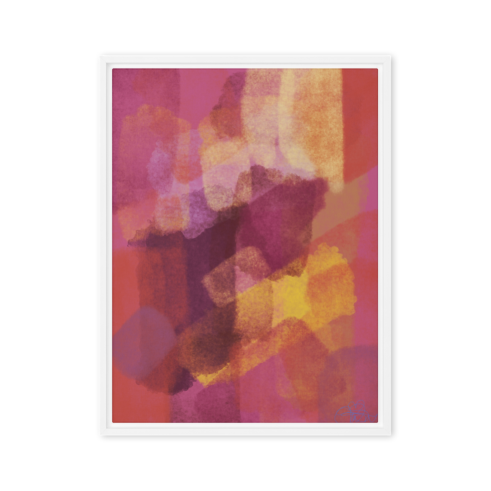 Thumbnail: Pink and Orange Framed Canvas Art