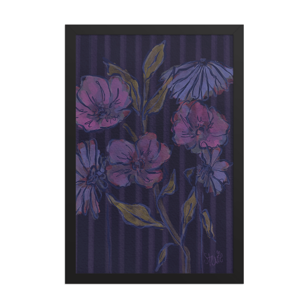 Thumbnail: Midnight Floral Framed Art Print