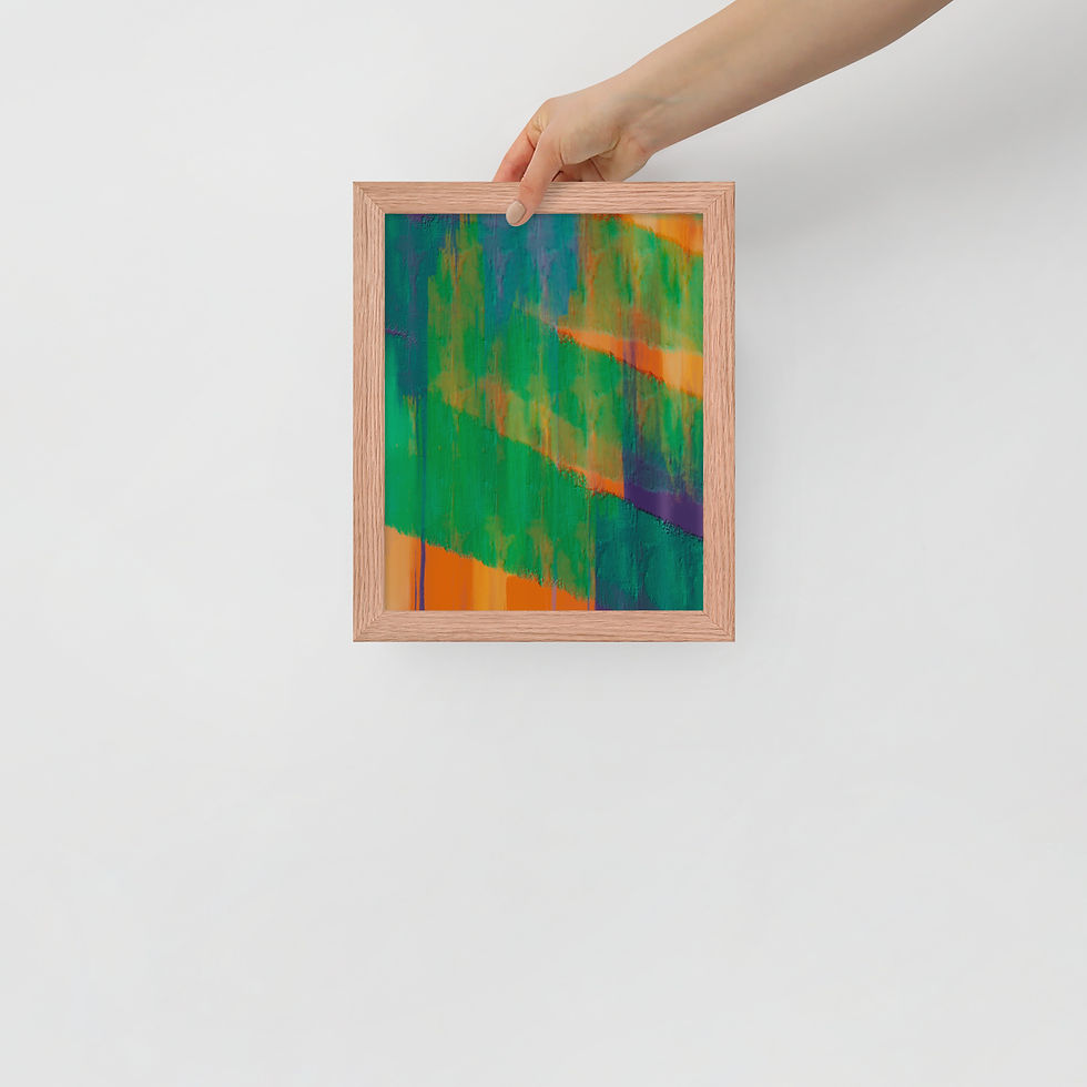 Neon Green Framed Modern Abstract Art Print