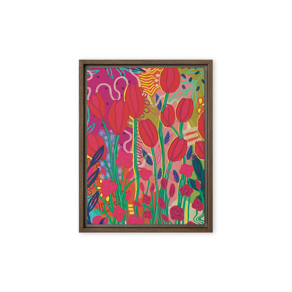 Thumbnail: Vibrant Tulip Garden Framed Canvas Art