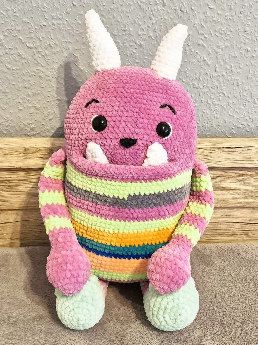 gehäkelter Sorgenfresser, plüschig, weich und kuschelig