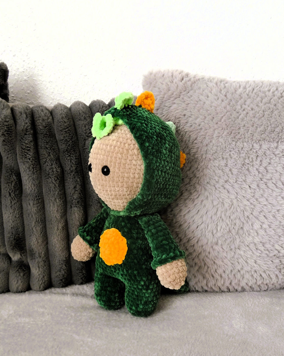 plüschige Funny Uni Wolle, verkleideter Rebell im Dinokostüm, Big Amigurumi