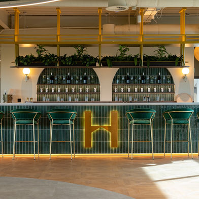 Bar and lounge at Hope Capital's Liverpool headquarters, designed by Zero Gravity Design