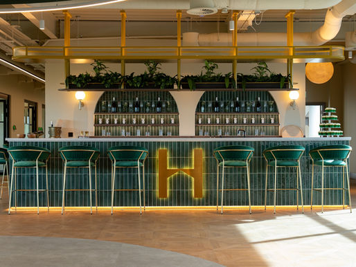 Bar and lounge at Hope Capital's Liverpool headquarters, designed by Zero Gravity Design