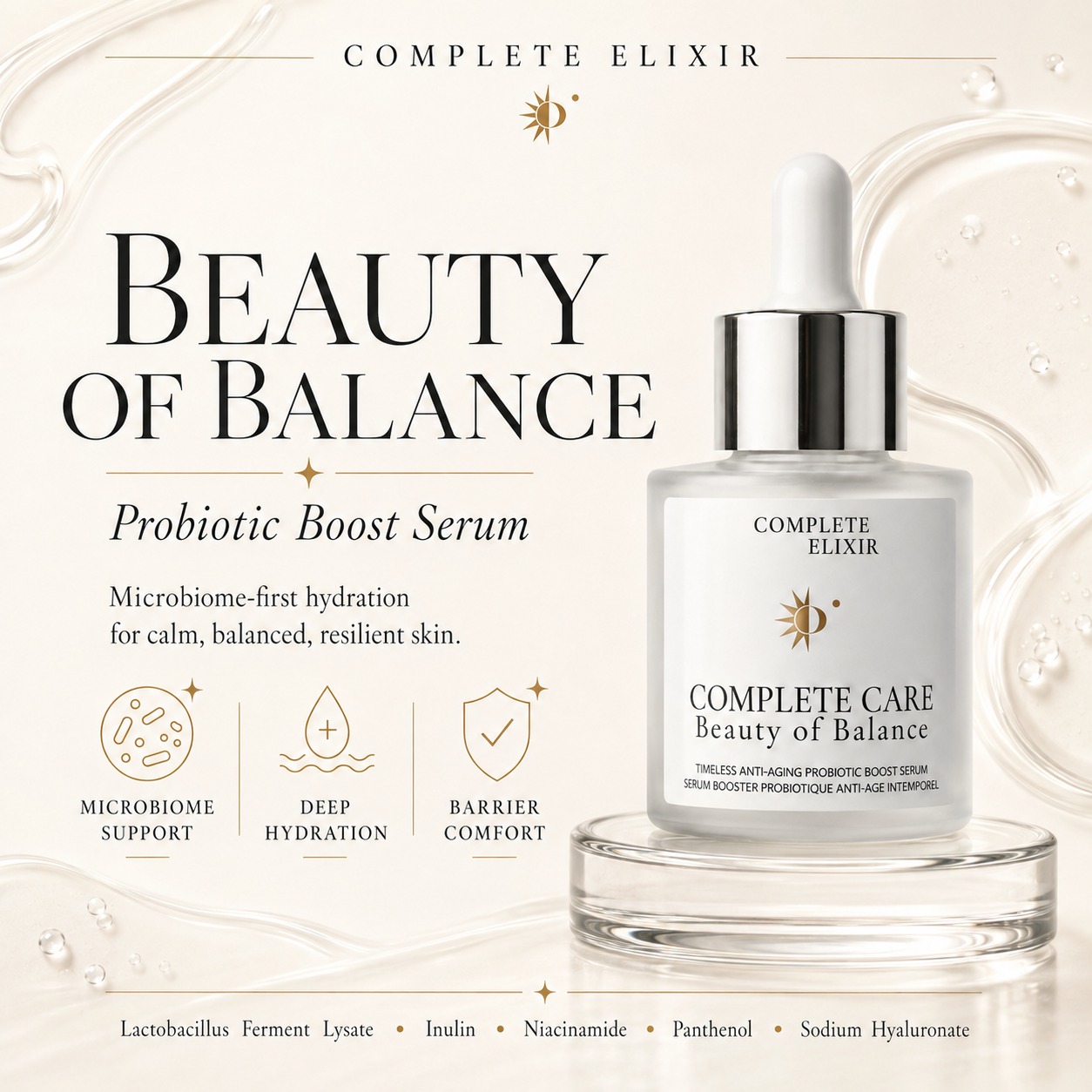Complete Elixir Beauty of Balance probiotic boost serum at Cantik Esthetics, Surrey B.C.