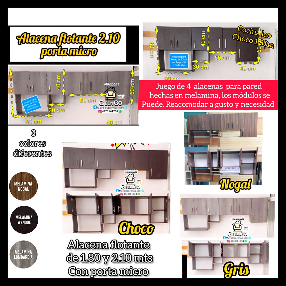 Miniatura: Alacena flotante con porta micro de 1.80 y 2.10 mts 