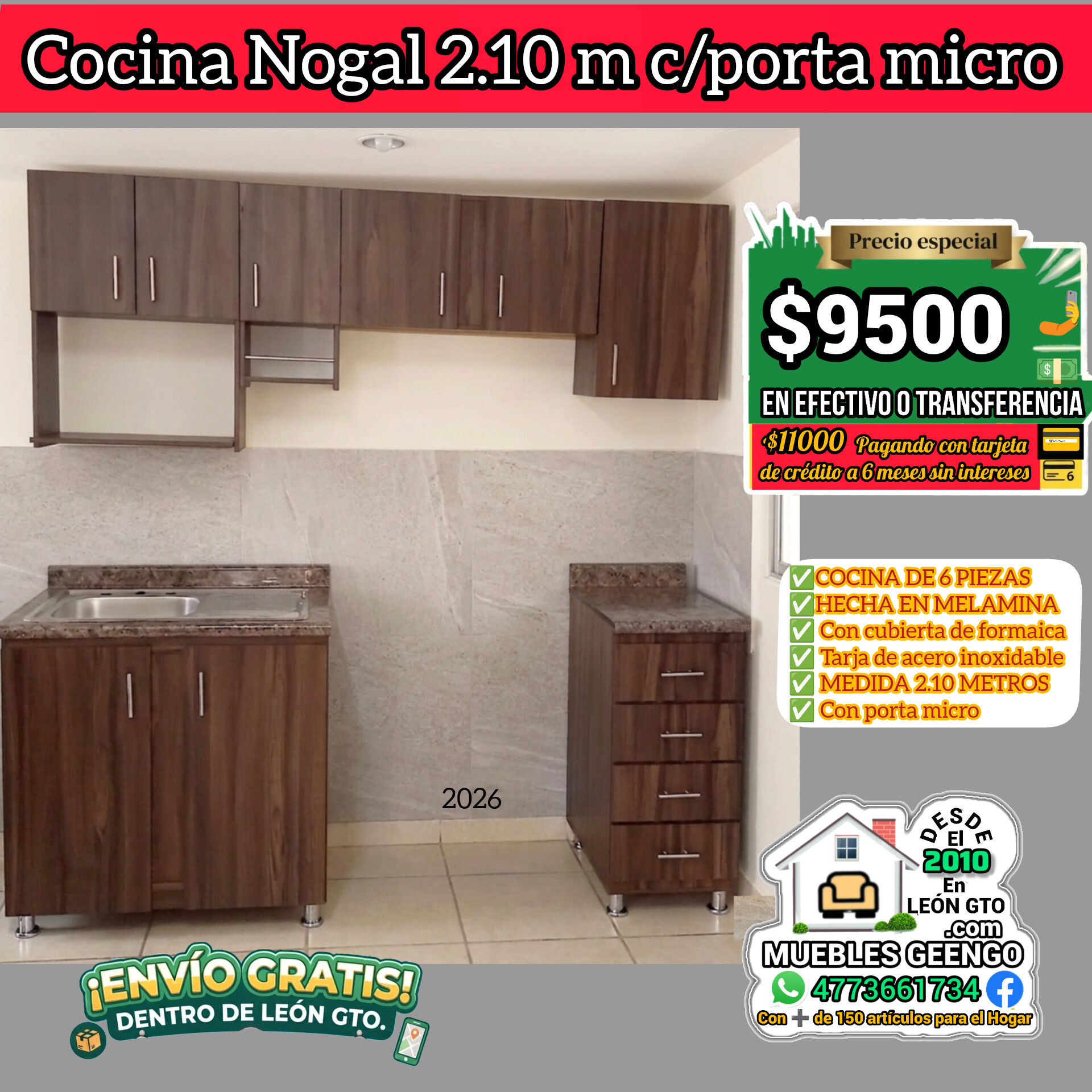 Cocina leo nogal 2.10