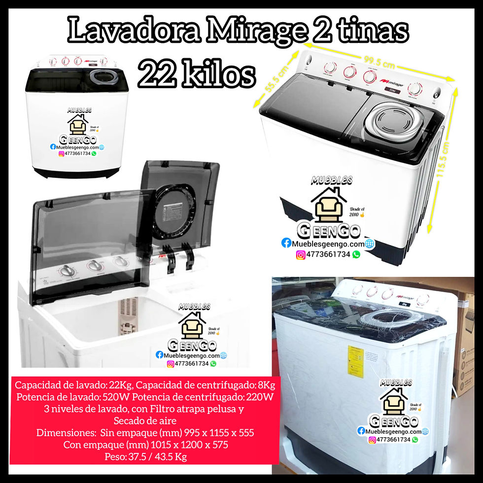 Miniatura: Lavadora de doble tina Mirage de 22 kilos