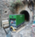 Energy generatori di corrente. Gruppo elettrogeno INDUSTRIAL EY-60P-SA per alimentazione gru in cantiere nel centro storico.