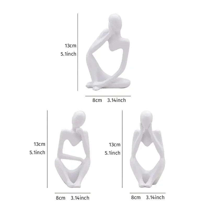 Thumbnail: 3pcs Handmade Abstract Villain Resin Decorative Statues