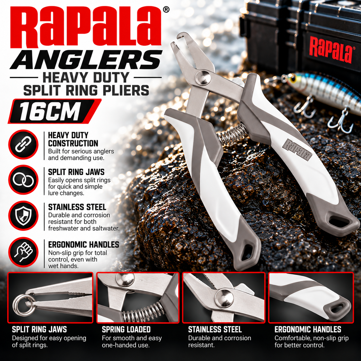 Rapala Anglers Heavy Duty Split Ring Pliers 16cm