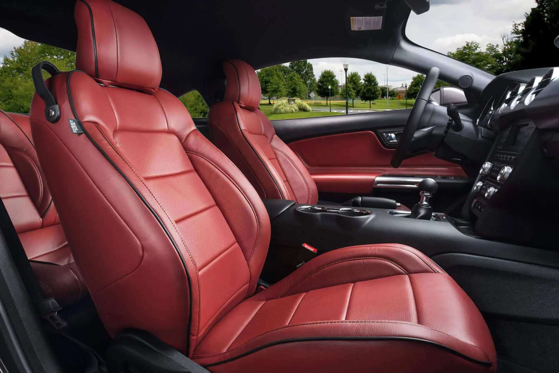 Custom leather in a mustang