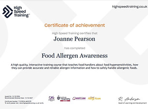 Allergen training certificate