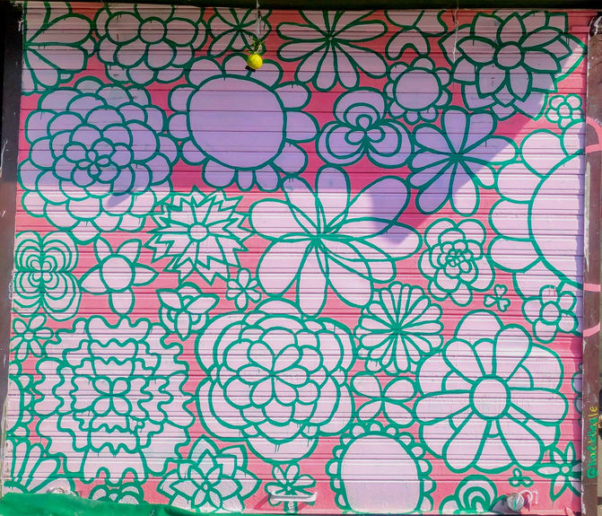 Painting of flowers on a wall