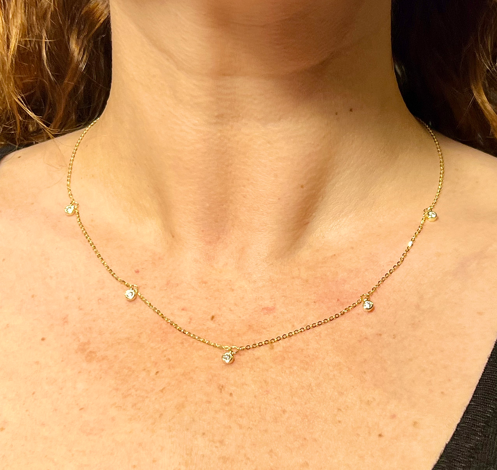 Miniatura: Collar choker moissanitas colgantes 