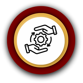 The fouth in the S.Y.S.T.E.M. for success an icon showing hands turning two gears for Transformational Change