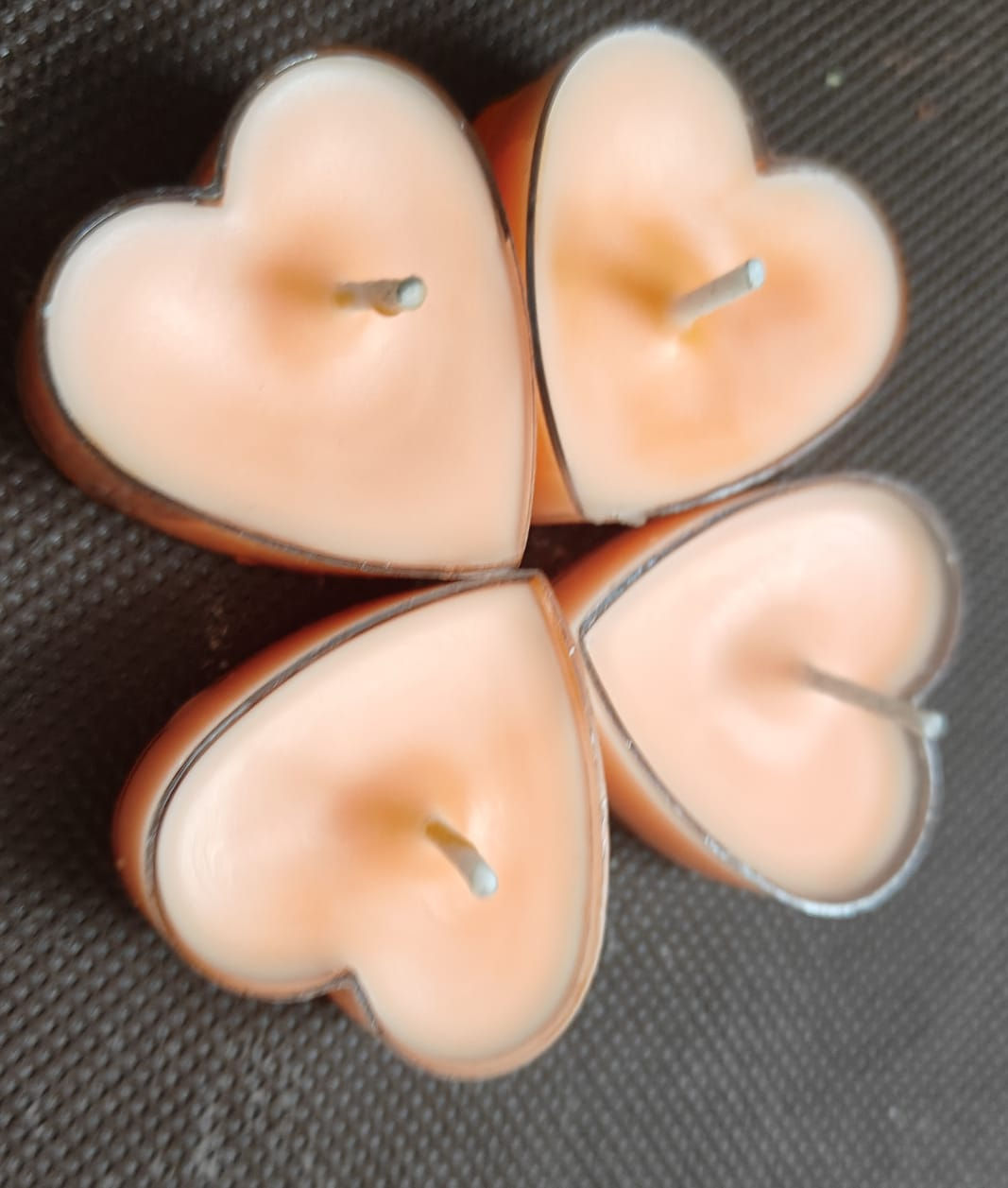 Candle Ceramic Heart Orange - Pair