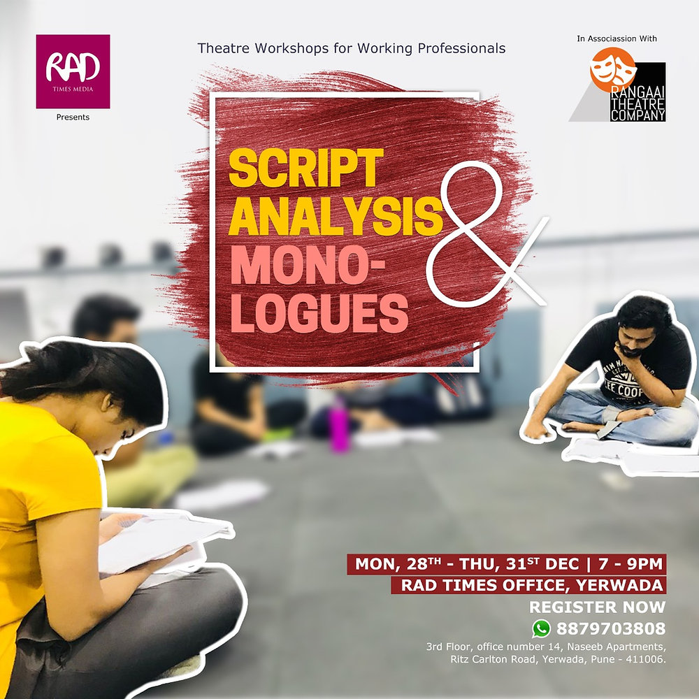 Workshop: Script Analysis and Monologues with Rangaai Theatre!