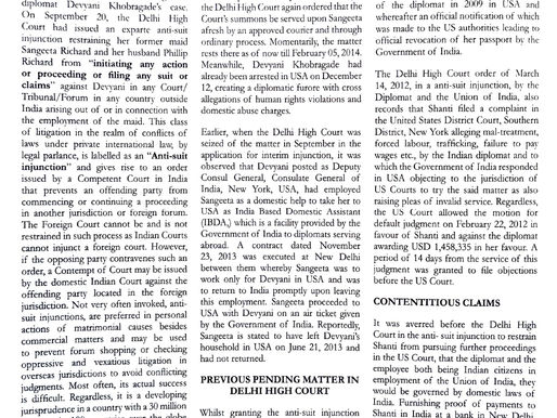 DIPLOMATS, CONFLICT OF JURISDICTIONS AND ANTI SUIT INJUNCTIONS