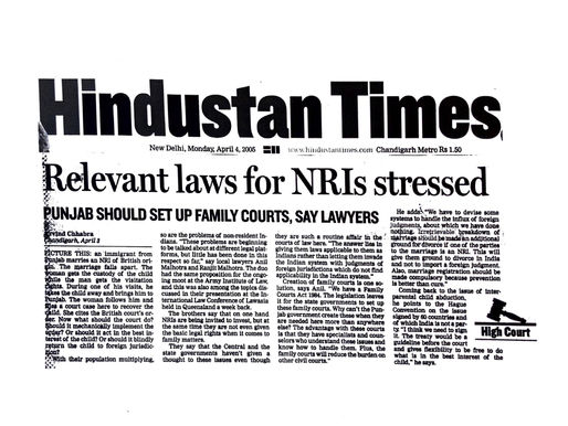 RELEVANT LAWS FOR NRIs STRESSED: PUNJAB SHOULD SET UP FAMILY COURTS