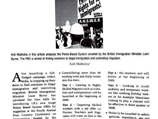 UK's NEW 2008 POINTS BASED MIGRATION SYSTEM