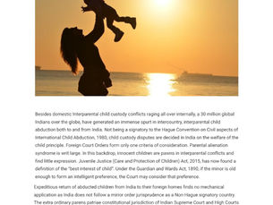 A CHILD'S VOICE IN CORRIDORS OF INDIAN JUSTICE IN CHILD CUSTODY CASES BY ANIL MALHOTRA & ANKIT MALHOTRA