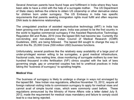 INDIA'S NEW ADMINISTRATIVE VISA GUIDELINES: INDIRECT REGULATORY MECHANISM ON SURROGACY
