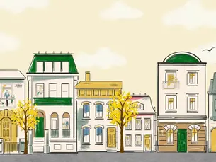 A scenic illustration of a neighbourhood