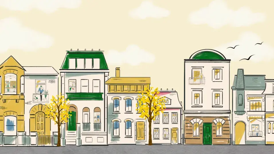 A scenic illustration of a neighbourhood