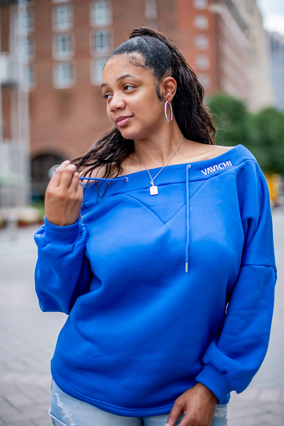 Thumbnail: VaVichi Queens Off Shoulder Sweatshirt