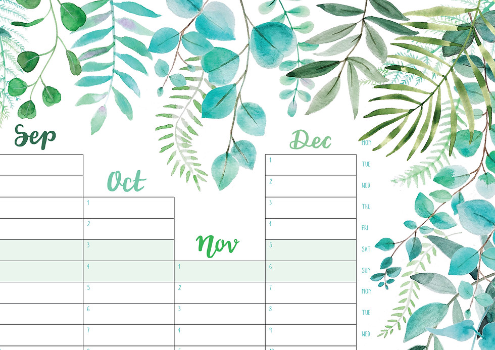 Thumbnail: 2020 Year Wall Planner - Greenery