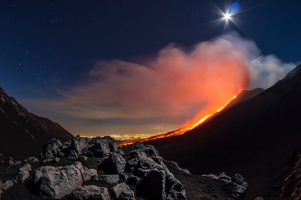 Volcano and the moon
