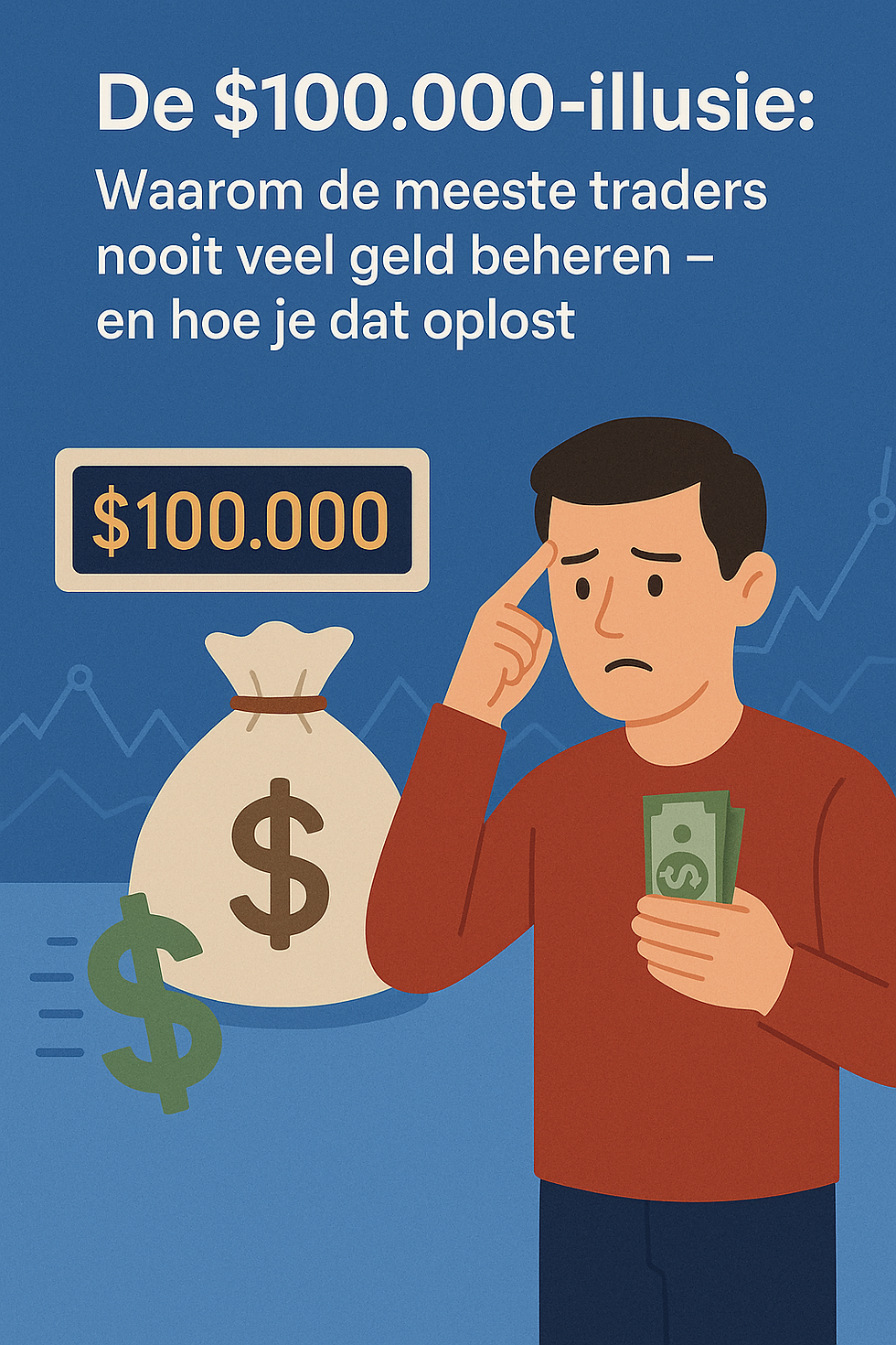 De $100.000-illusie: Inzicht in waarom veel traders moeite hebben met het beheren van grote geldbedragen en hoe dit opgelost kan worden.