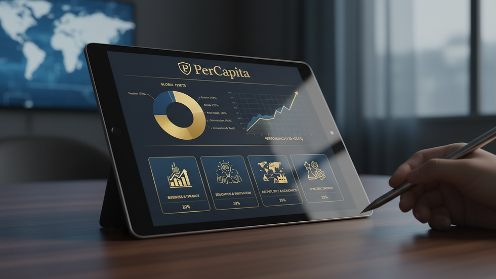 Gros plan sur un portefeuille d'investissement diversifié sur une tablette numérique